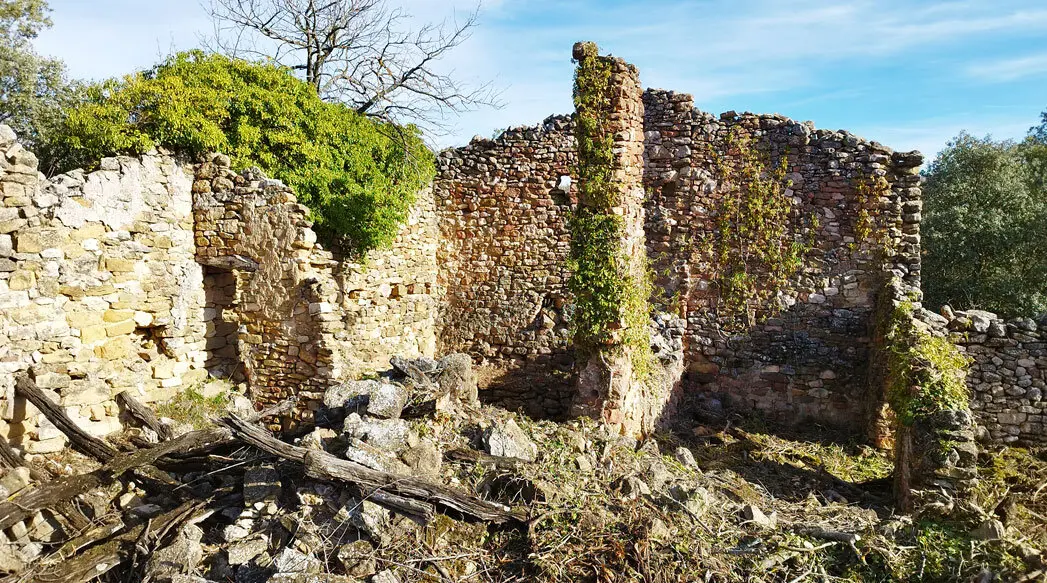 Rovine di una costruzione in pietra in ambiente naturale